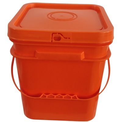 10,0 à 2,5 mm d'épaisseur Polypropylène Cube Buil Orange Seau en plastique avec produit couvercle