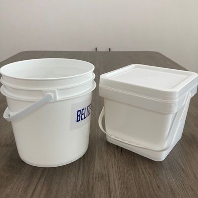 Personnaliser le contenant alimentaire en seau en plastique carré de 4L avec couleur bleue et motif imprimé