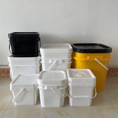 Personnaliser le contenant alimentaire en seau en plastique carré de 4L avec couleur bleue et motif imprimé