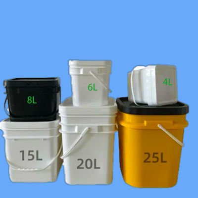 Seau en plastique carré transparent de 20L à 25L avec poignée et couvercle