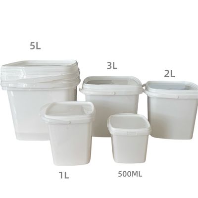 4L 5L 6L 8L 10L Bouteille carrée en plastique avec poignée et couvercle Personnalisez facilement vos seaux
