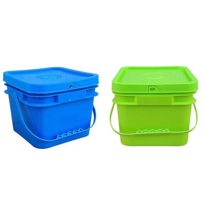 Seau en plastique carré de 8L personnalisable pour emballer un seau carré de 2 gallons en jaune