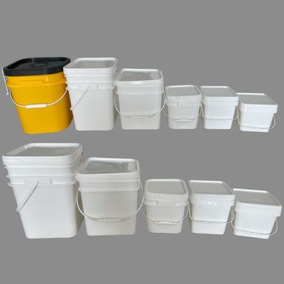 Seau en plastique carré de couleur personnalisée avec couvercle et poignée métallique Certificat GAP/ISO/FDA