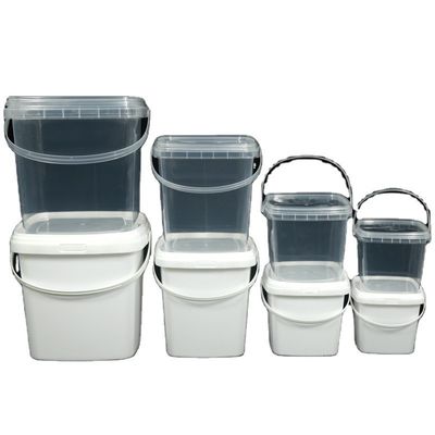 Seau en plastique carré de couleur personnalisée avec couvercle et poignée métallique Certificat GAP/ISO/FDA