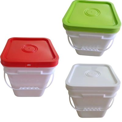 10,0 à 2,5 mm épaisseur couleur carrée Seau en plastique avec couvercle facile à ouvrir et à fermer