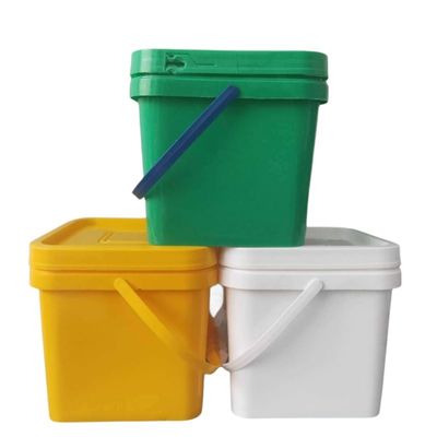 10,0 à 2,5 mm épaisseur couleur carrée Seau en plastique avec couvercle facile à ouvrir et à fermer
