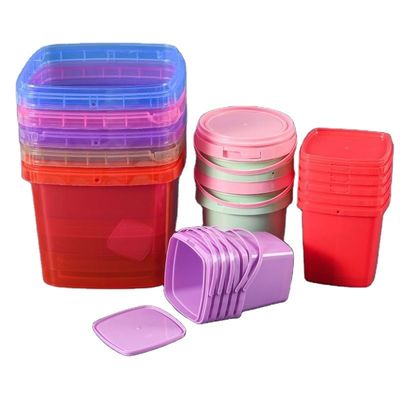 10,0 à 2,5 mm épaisseur couleur carrée Seau en plastique avec couvercle facile à ouvrir et à fermer