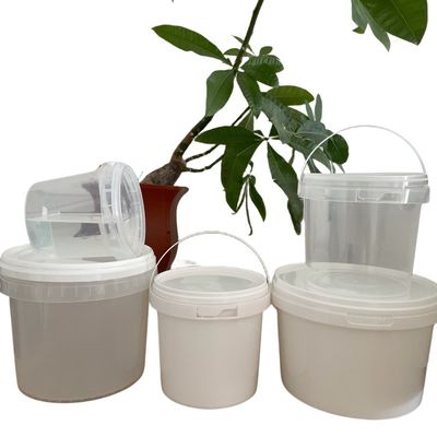 Impression de logo sur mesure Seau en plastique avec couvercle de qualité alimentaire Blanc et écologique