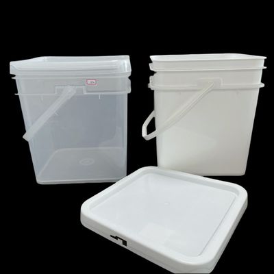 Seau en plastique carré de 15L/4 gallons avec imprimante à transfert de chaleur et couvercle facile à ouvrir