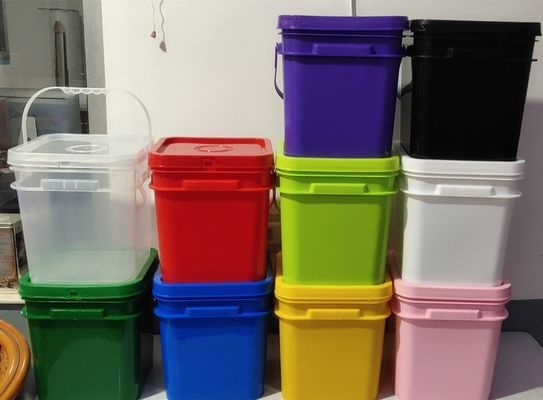 10 kg 10 litres de seau carré de seau en plastique pour le verre