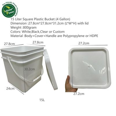 Un seau en plastique carré avec un couvercle durable et une solution de stockage
