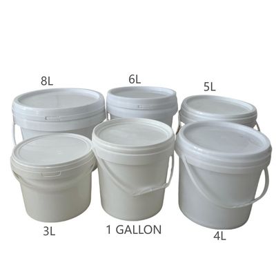 Personnaliser petit seau en plastique blanc avec couvercle 1L 2L 3L 4L 5L et échantillon gratuit inclus
