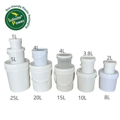 Personnaliser petit seau en plastique blanc avec couvercle 1L 2L 3L 4L 5L et échantillon gratuit inclus