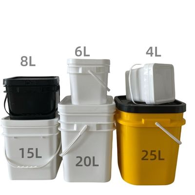 2L / 4L / 5L / 8L / 10L / 15L / 18L conteneur en PP seau en plastique 5 gallons seau carré avec couvercle