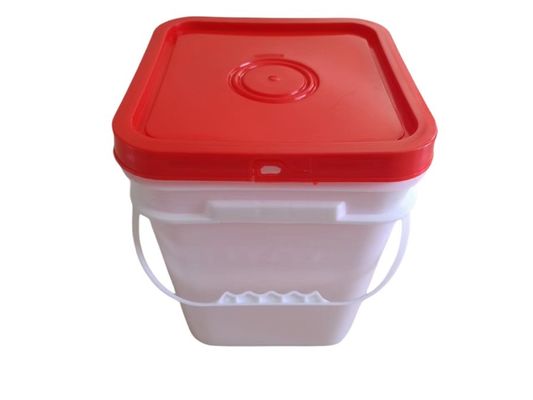 Des seaux en plastique carrés de 5 gallons avec couvercle personnalisés et logo d'impression en couleur personnalisé