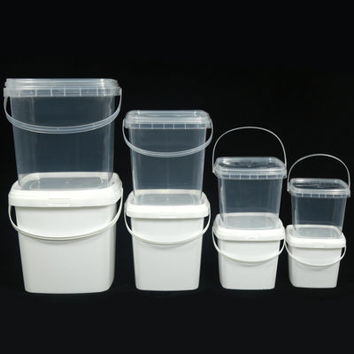 1 à 2 litres de récipients en plastique de qualité alimentaire de couleur carrée et blanche