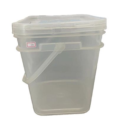 Container de seau en plastique en PP carré 8L pour l'impression en couleur ou en blanc sur écran de soie/transfert thermique/IML