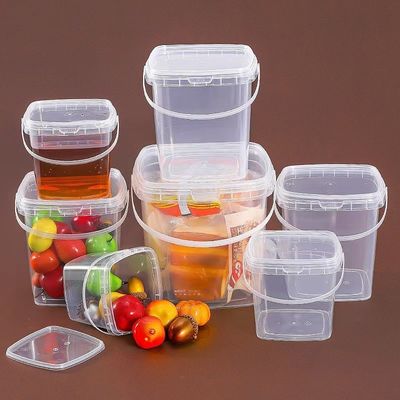 Seau en polypropylène 200ml-25L Contenant en plastique carré avec poignée pour le bénéfice