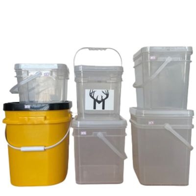 Personnalisé 1 2 gallons 4 gallons 5 gallons 6 gallons de graines carrées claires seau en plastique Personnaliser OUI