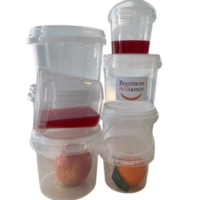 Seau en plastique de qualité alimentaire avec couvercle et poignée 500ml 750ml 1L 2L 3L 5L Tailles certifiées ISO