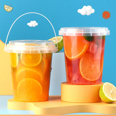 8 oz 12 oz 24 oz 32 oz Fruit Yogurt lait Thé à emporter Seau de boisson en plastique avec couvercle et moderne