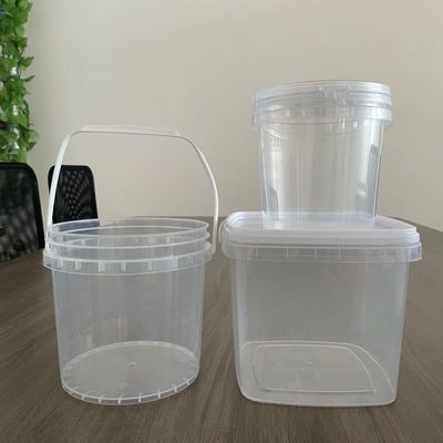 Contenant d'emballage alimentaire à haut crédit 1L Seau en plastique rond avec couvercle résistant aux produits chimiques