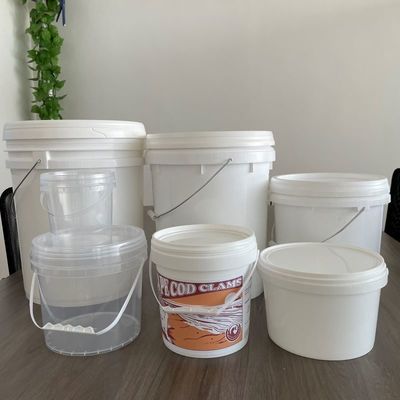 Seau en plastique rond de 300 ml-15 L avec couvercle et poignée