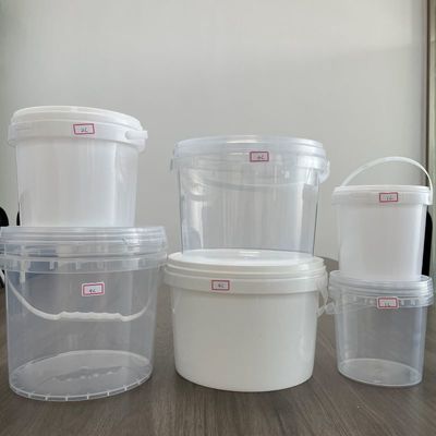 Seau en plastique rond de 300 ml-15 L avec couvercle et poignée