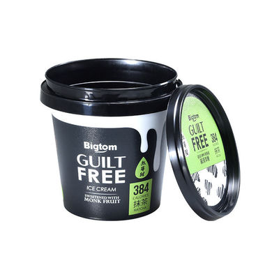 1L de cuve en plastique pour la crème glacée et le yogourt couleur rouge Imprimé IML 1,0-2,5 mm d'épaisseur
